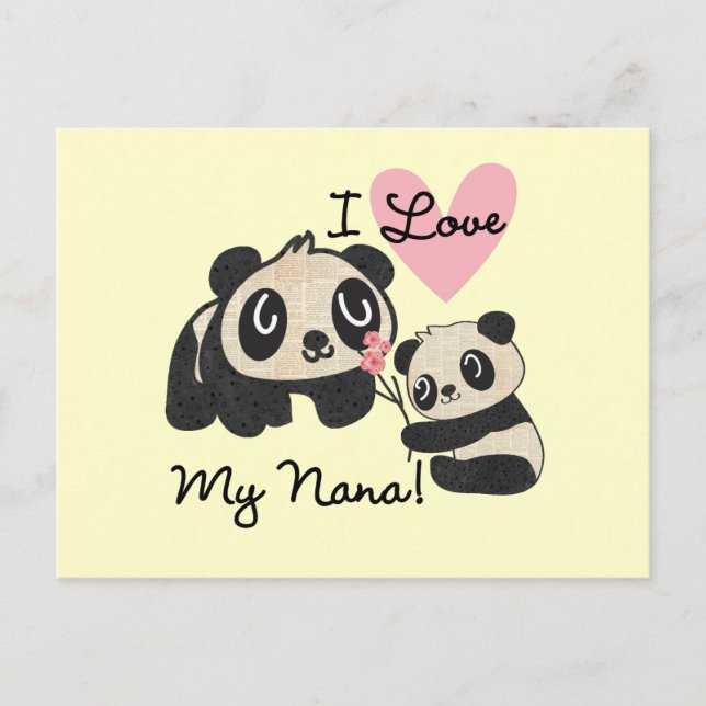 Carte Postale Pandas I Love My Nana (Devant)