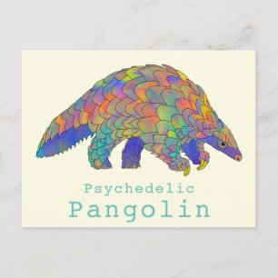 Carte Postale Pangolin Psychedélique Espèce Animale en Voie de D