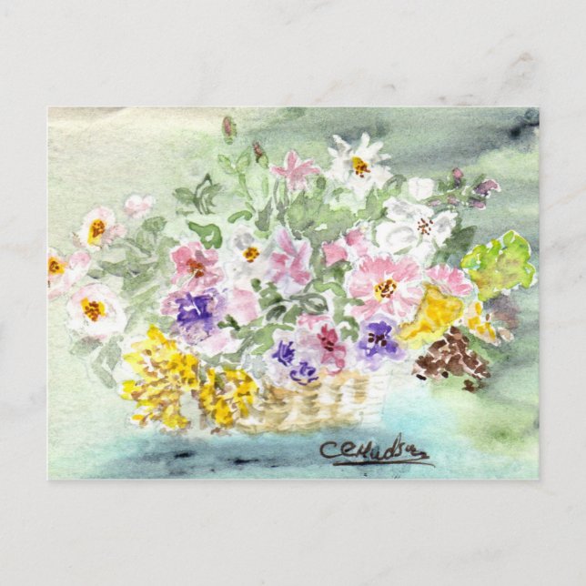 Carte postale Panier à fleurs (Devant)