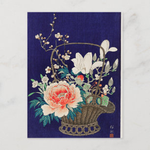 Carte Postale Panier à fleurs en bambou par Ohara Koson