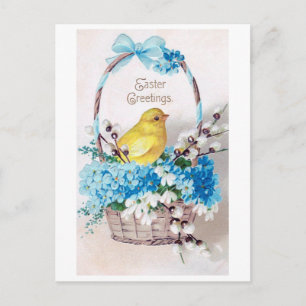 Carte Postale Panier Bouquet vintage de poussette de Pâques