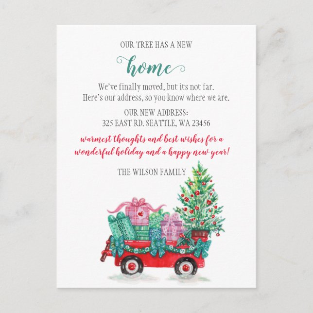 Carte Postale Panier d'arbre de Noël Nous avons déplacé les vaca (Devant)