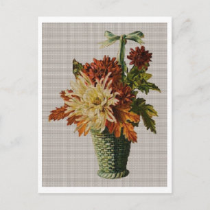 Carte Postale Panier de fleurs à l'ancienne