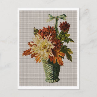 Carte Postale Panier de fleurs à l'ancienne