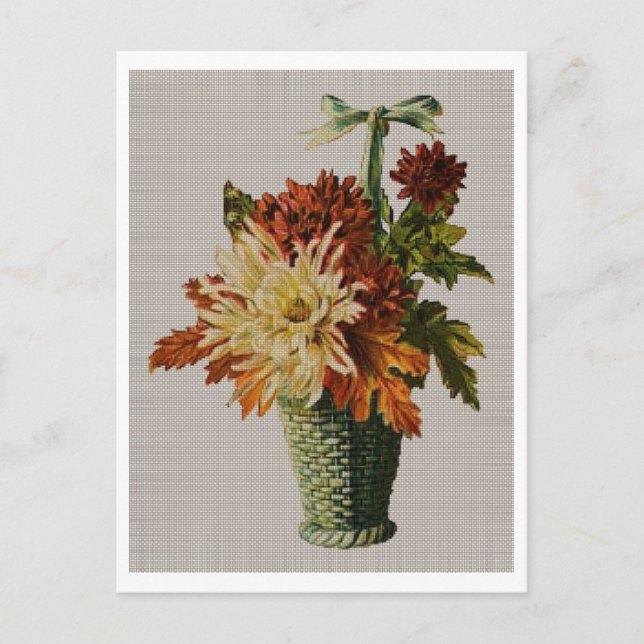 Carte Postale Panier de fleurs à l'ancienne (Devant)