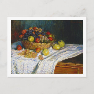 Carte Postale Panier de fruits avec pommes et raisins Claude Mon