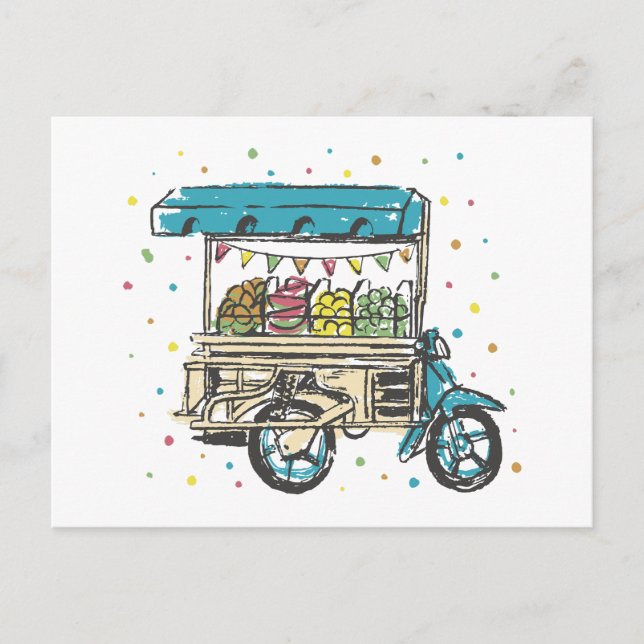 Carte Postale Panier de fruits d'aquarelle (Devant)