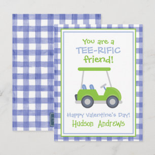 Carte Postale Panier de golf En vichy bleu et vert Valentine's C