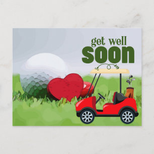 Carte Postale Panier de golf se remettre bientôt pour Golfer Car