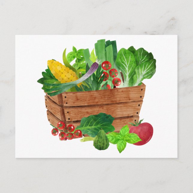 Carte Postale Panier de récolte de légumes de jardin (Devant)