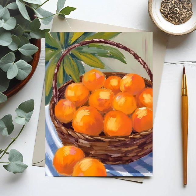 Carte Postale Panier d'Oranges Peinture d'agrumes de fruits (Créateur téléchargé)