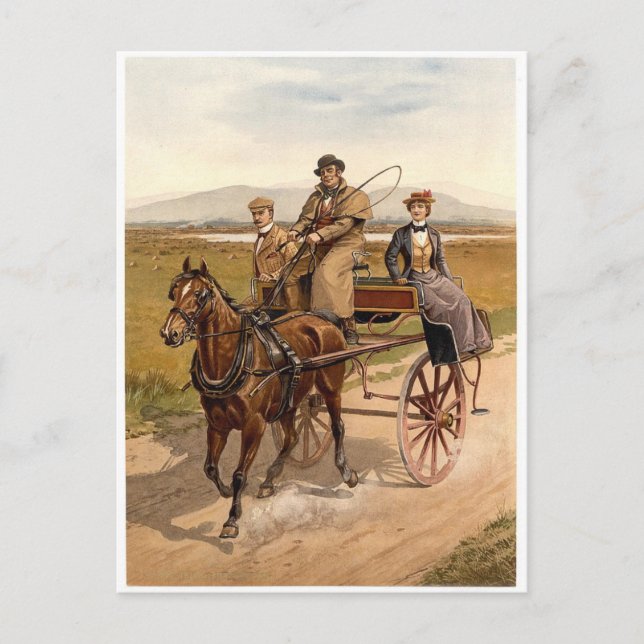 Carte Postale Panier et cheval irlandais (Devant)