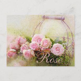Carte Postale Panier rose