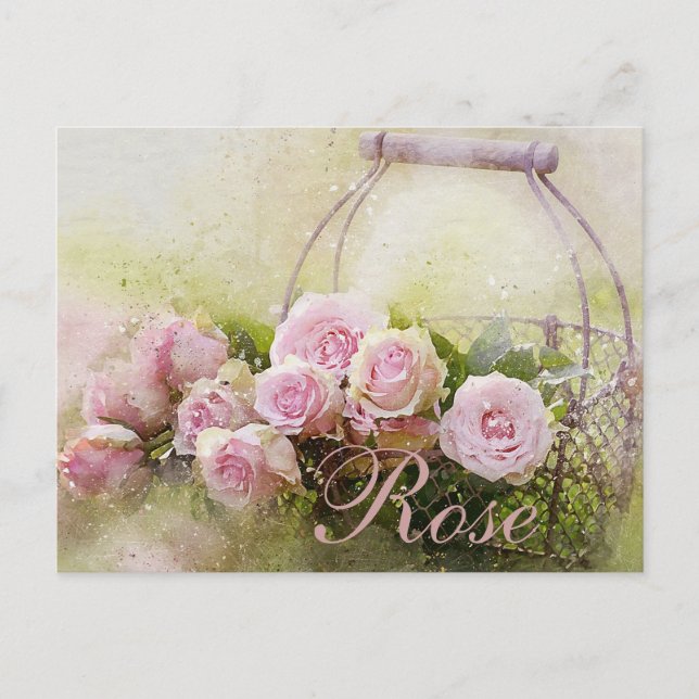 Carte Postale Panier rose (Devant)