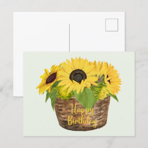 Carte Postale Panier Tournesol Joyeux Anniversaire 