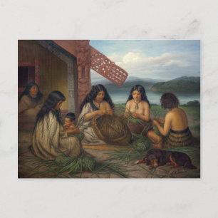 Carte Postale Paniers à tresser Maoris, par G. Lindauer