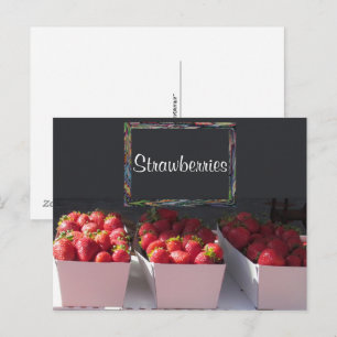 Carte postale - Paniers fraises avec panneau