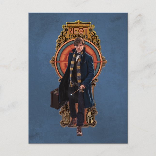 Carte Postale Panneau Art Nouveau NEWT SCAMANDER™ Walking (Devant)