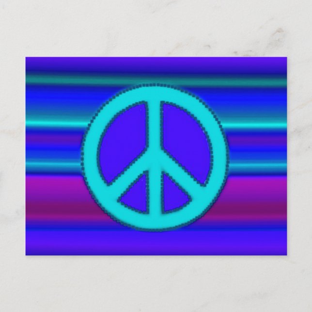 Carte Postale Panneau Bleu Fractal & Peace Art (Devant)