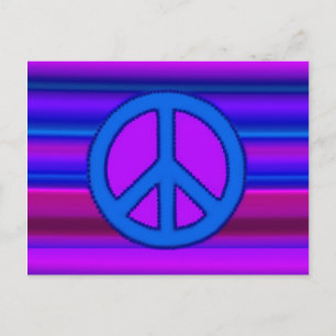 Carte Postale Panneau bleu violet fractal & paix