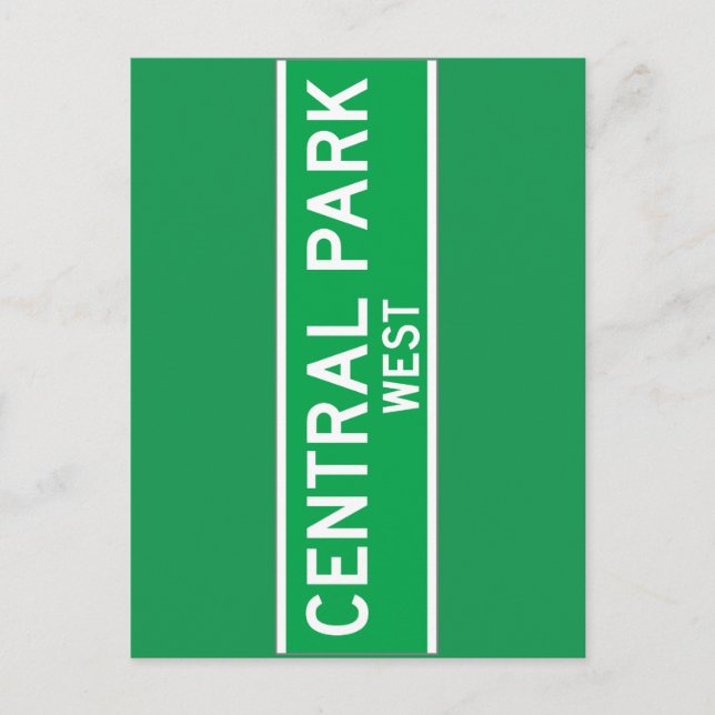 Carte Postale Panneau Central Park West, New York Street (Devant)