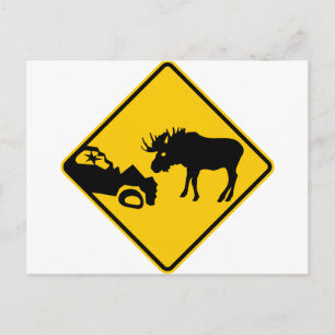 Carte Postale Panneau d'avertissement de l'orignal du parc natio