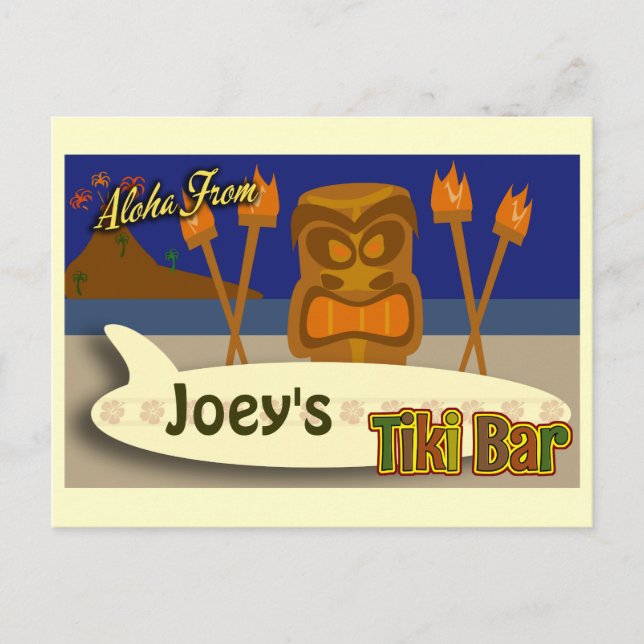 Carte Postale Panneau de barre Tiki personnalisé (Devant)