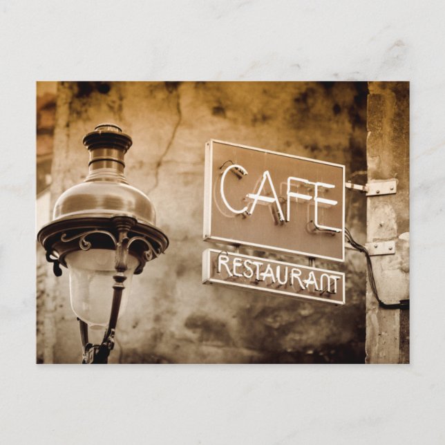 Carte Postale Panneau de café Sepia, Paris, France (Devant)