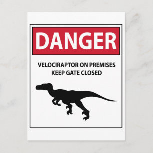 Carte Postale Panneau de danger (Raptors)