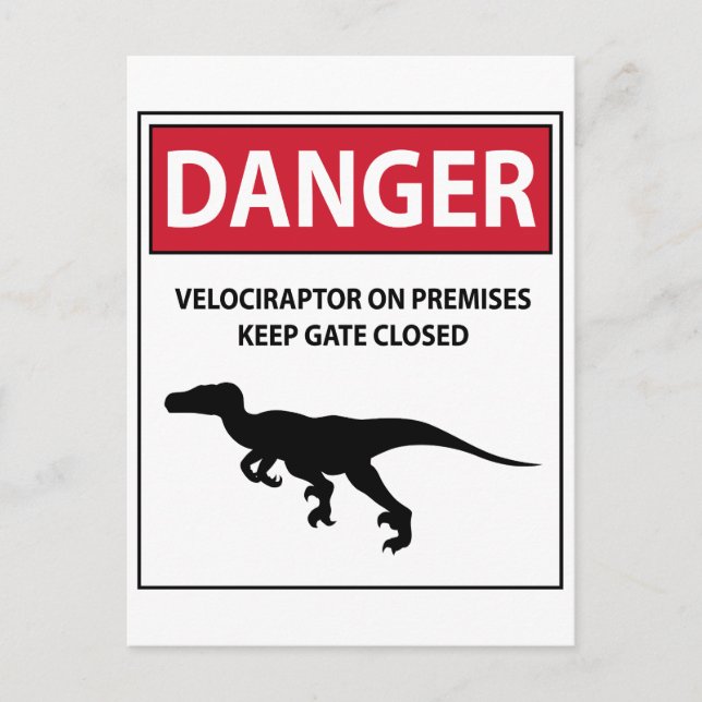 Carte Postale Panneau de danger (Raptors) (Devant)