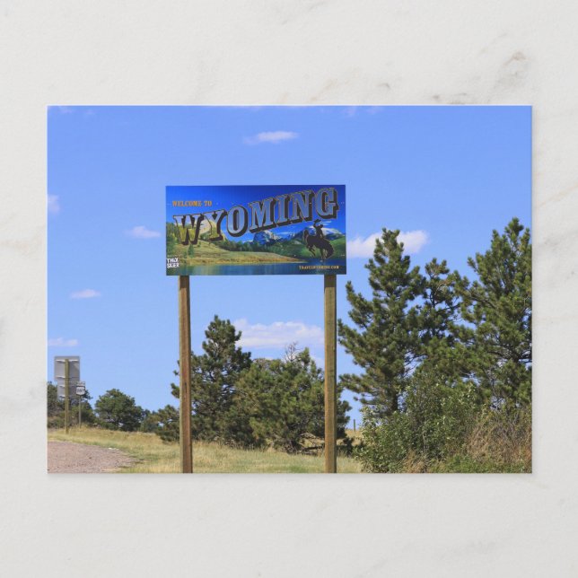 Carte Postale Panneau de la ligne de l'État du Wyoming (Devant)