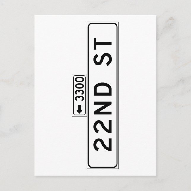 Carte Postale Panneau de la rue 22nd St., San Francisco (Devant)