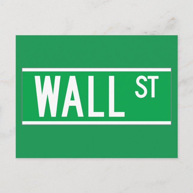 Carte Postale Panneau de la rue Wall Street, New York (Devant)