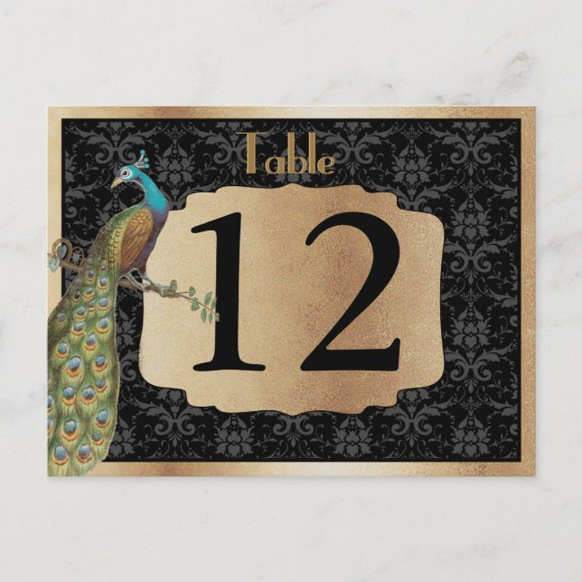 Carte Postale Panneau de la table Peacock Dark Gold Dessert (Devant)