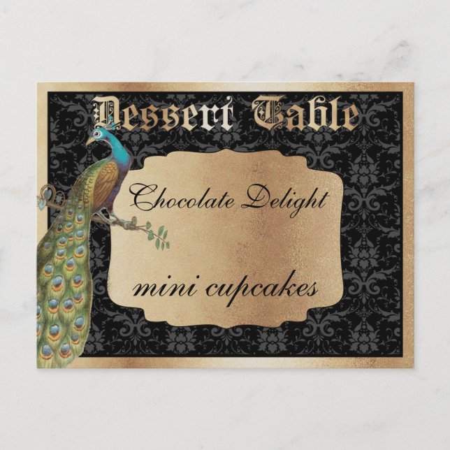 Carte Postale Panneau de la table Peacock Dark Gold Dessert (Devant)