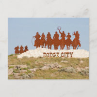 Panneau de la ville de Dodge - Cowboys - Chevaux -