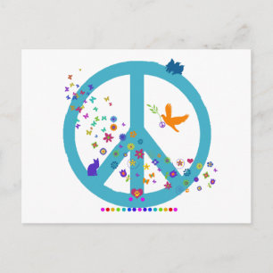 Carte Postale Panneau de paix avec couleurs arc-en-ciel