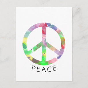 Carte Postale Panneau de paix couleur aquarelle