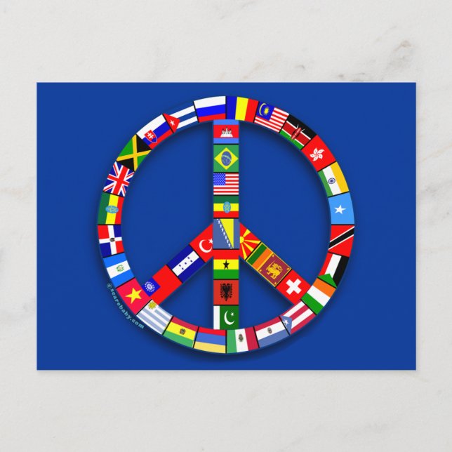 Carte Postale Panneau de Paix Fabriqué de drapeaux T-shirts, Mug (Devant)