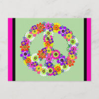 Panneau de Paix Floral avec fuchsia et bordure noi