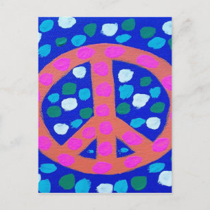 Carte Postale Panneau de Paix Orange bleu
