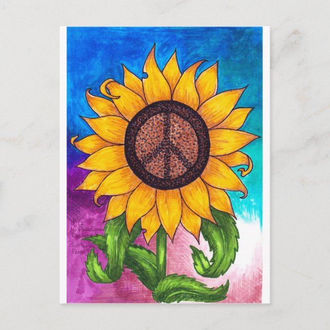 Carte Postale Panneau de Paix Tournesol Stationné (Devant)