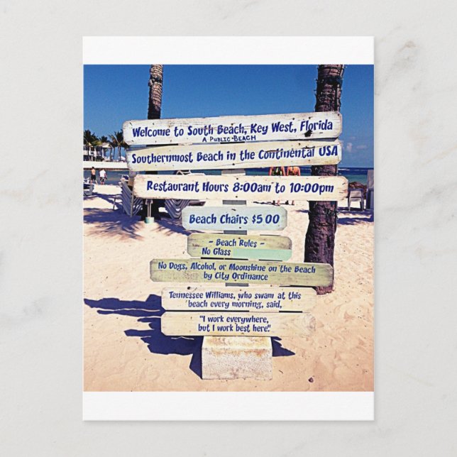 Carte Postale panneau de plage key west florida (Devant)