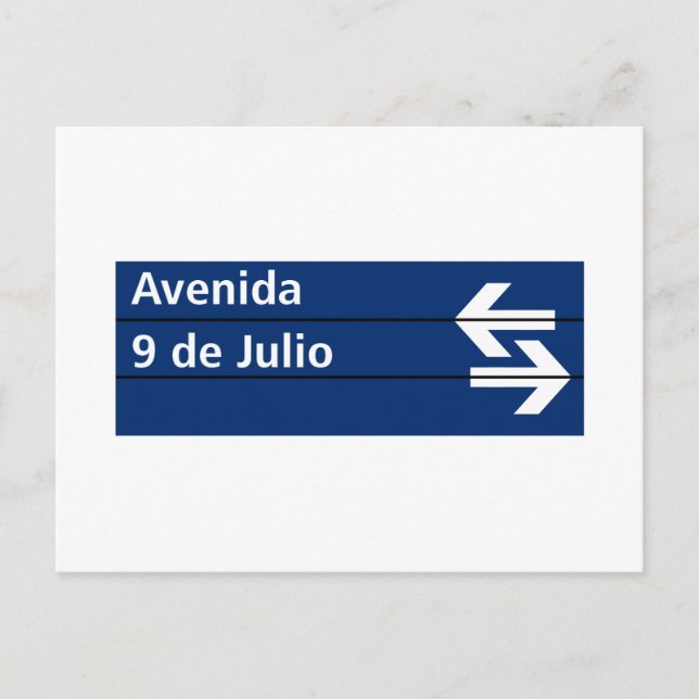 Carte Postale Panneau de rue Avenida 9 de Julio, Buenos Aires (Devant)