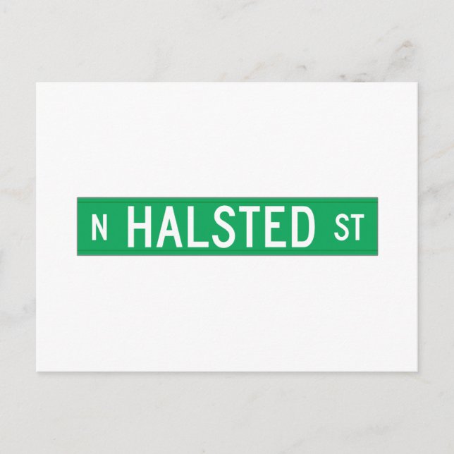 Carte Postale Panneau de rue Halsted Street, Chicago, IL (Devant)
