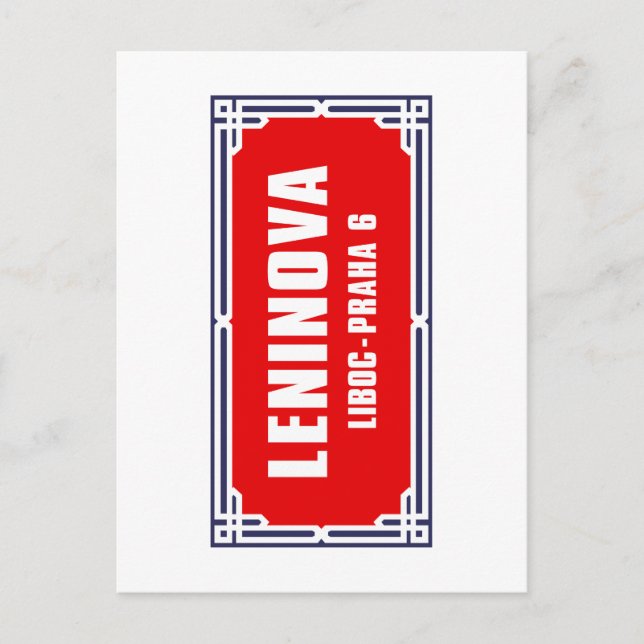 Carte Postale Panneau de rue tchèque Leninova, Prague (Devant)