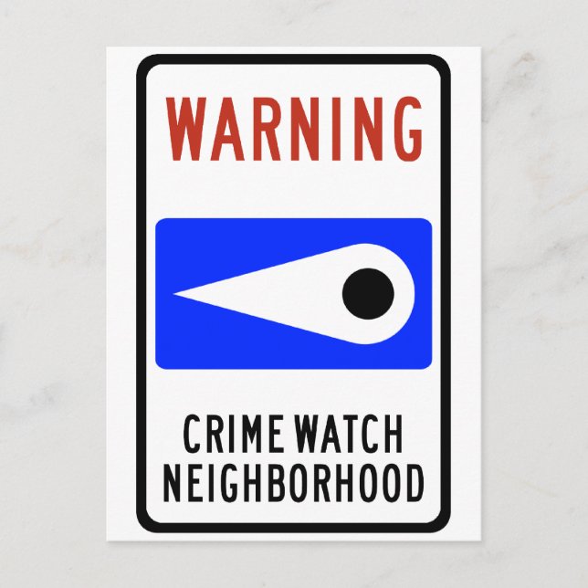 Carte Postale Panneau de signalisation de quartier de surveillan (Devant)