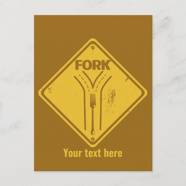 Carte Postale Panneau de signalisation drôle de bifurcation (Devant)