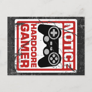 Carte Postale Panneau de signalisation Hardcore Gamer