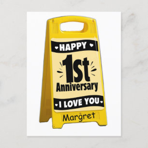 Carte Postale Panneau de sol jaune en plastique joyeux 1er anniv